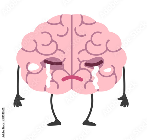 Sad or depressed, upset mind character, brain