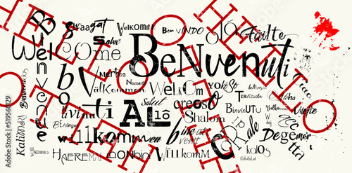 tag cloud welcome in various different global languages, vector illustration