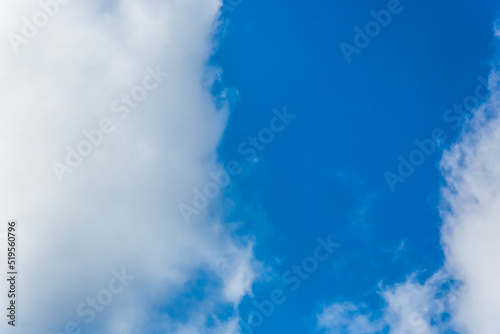 Blue sky with white cumulus clouds weather wind natural background