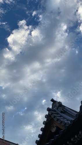The beautiful temple rooftop beside the Todai university at Hongo district in Bunkyo ward, Tokyo Japan year 2022 July 27th photo