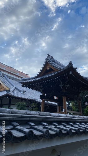 The beautiful temple rooftop beside the Todai university at Hongo district in Bunkyo ward, Tokyo Japan year 2022 July 27th photo