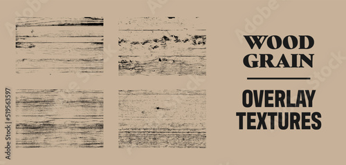 set of wood grain texture overlays, vector illustration