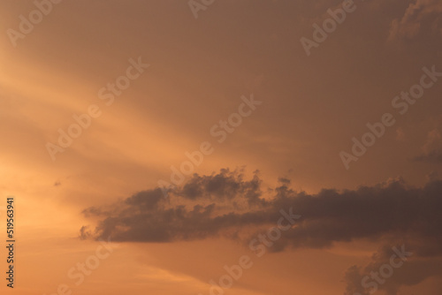 Sunset sky orange yellow color clouds background nature in the evening