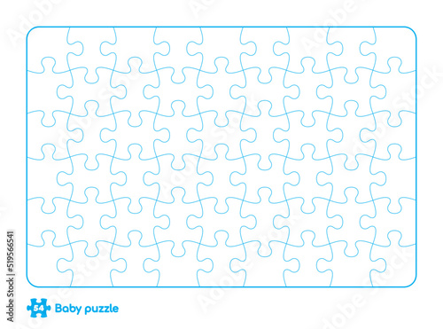 Vector baby puzzle template. 54 pieces. Isolated on white background