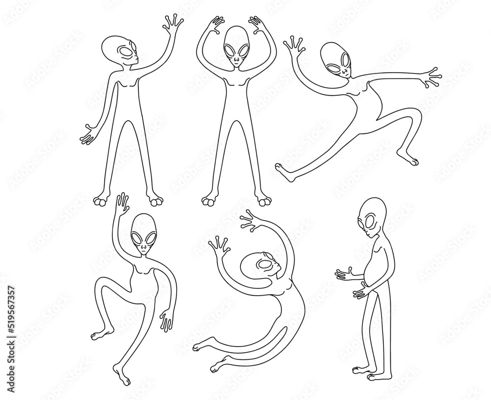 Doodle set of cute alien. Doodle set of cute alien.
