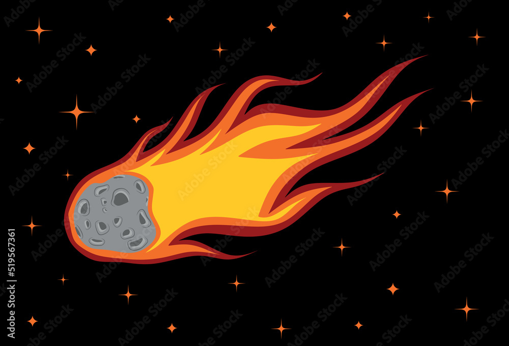 Fototapeta premium comet glides with fire at night.