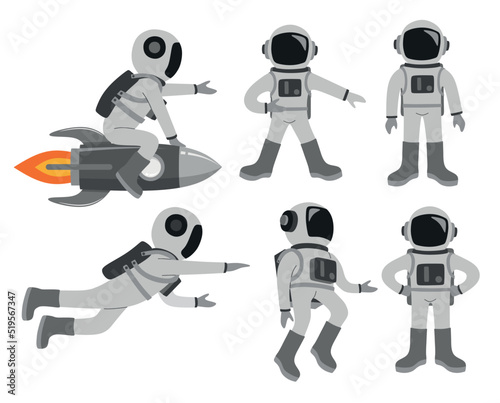  set of astronaut isolated on a white background