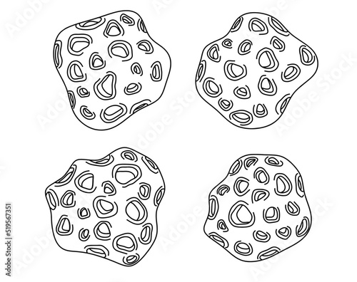  set of meteorite rocks doodle