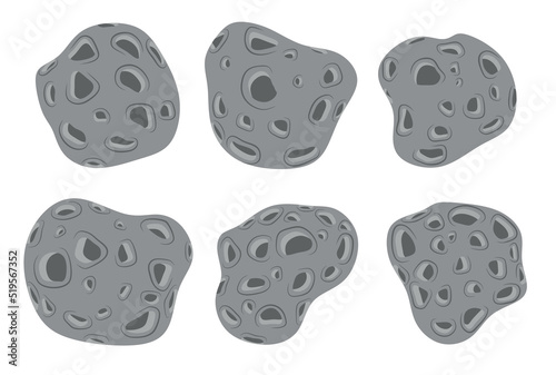 set of meteorite rocks.vector illustration