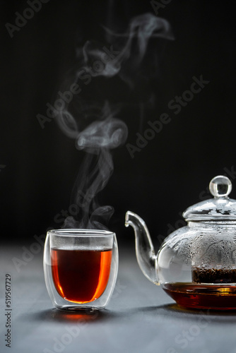 Steaming black tea photo