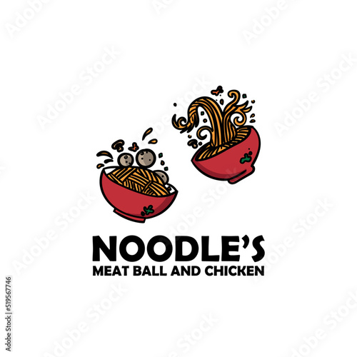 illustration meat ball design logo vector