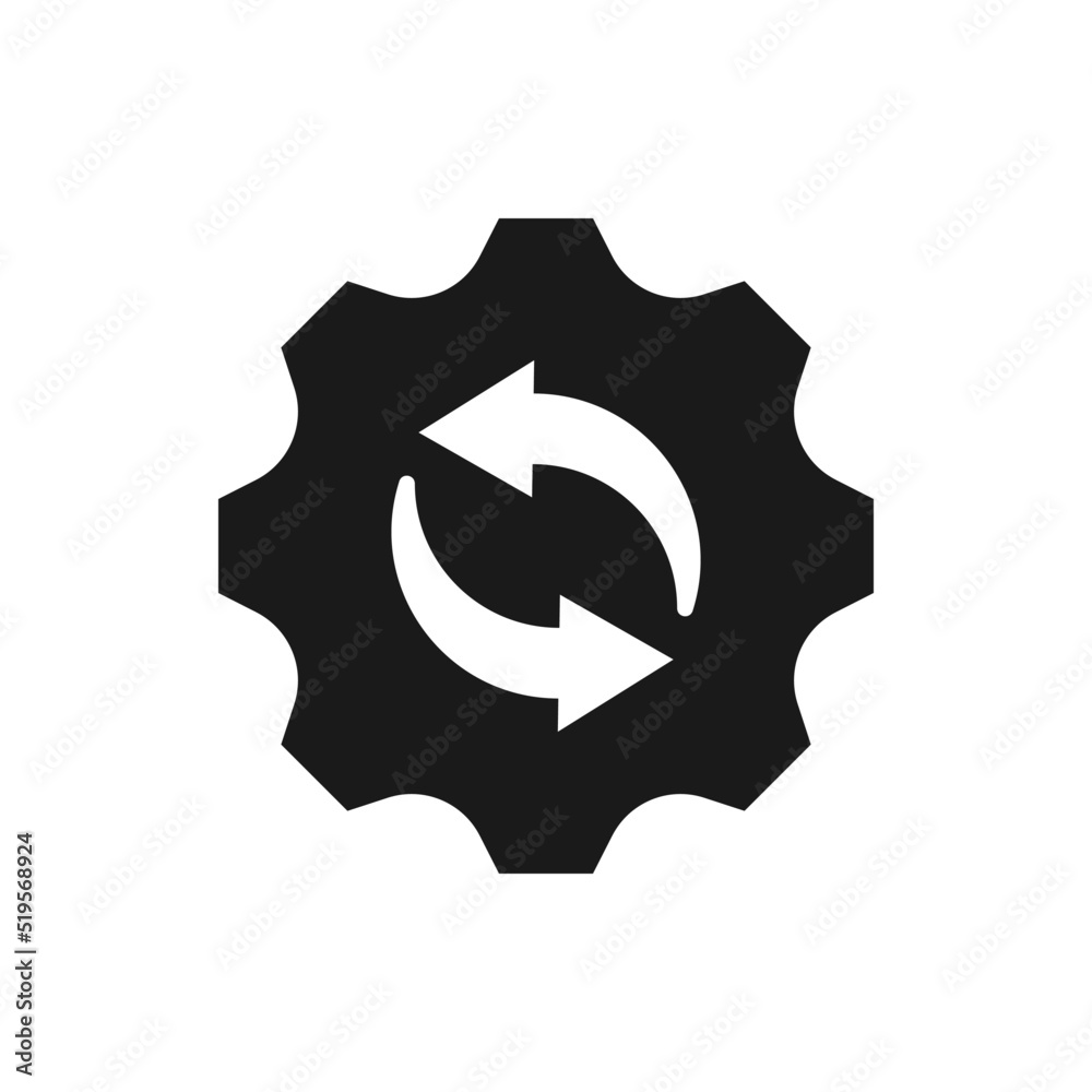 Recovery gear. Workflow, productivity, optimization icon flat style isolated on white background. Vector illustration