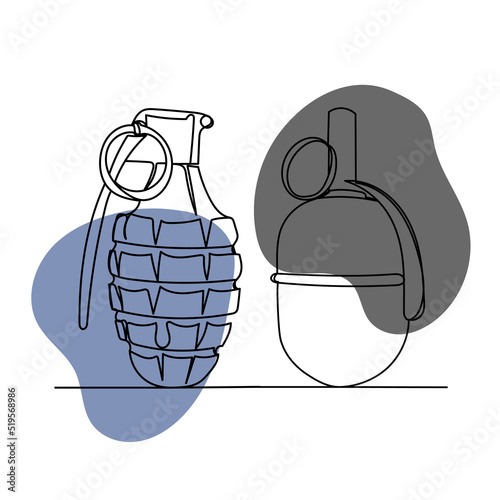 grenade drawing by one continuous line vector