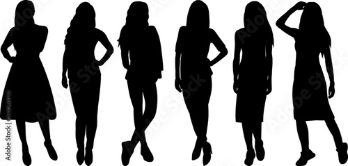 woman silhouette on white background isolated, vector
