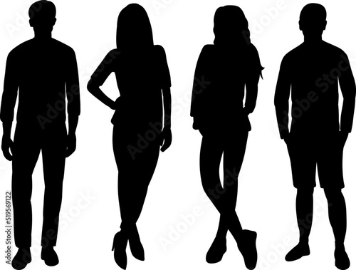 silhouette people on white background isolated, vector