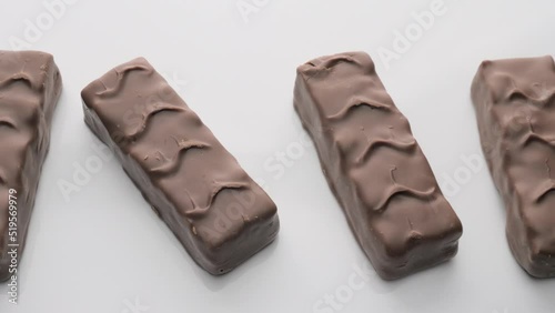 Tracking Shot of Delicious Chocolate Bars