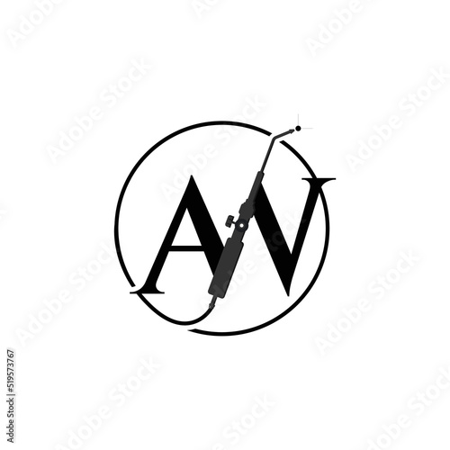 Initial AW letter welding logo design