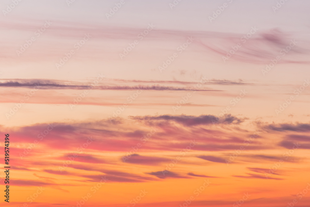 Bright red-orange sunset sky clouds summer background nature evening beautiful landscape colorful