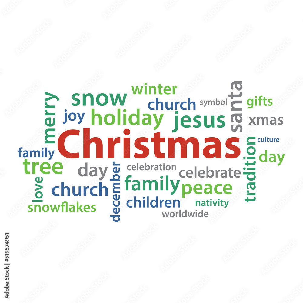Christmas word cloud concept illustration Christmas word cloud concept illustration