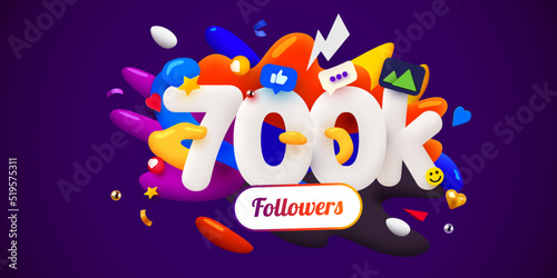 700k or 700000 followers thank you. Social Network friends  followers  Web user. Thank you celebrate of subscribers or followers and likes.