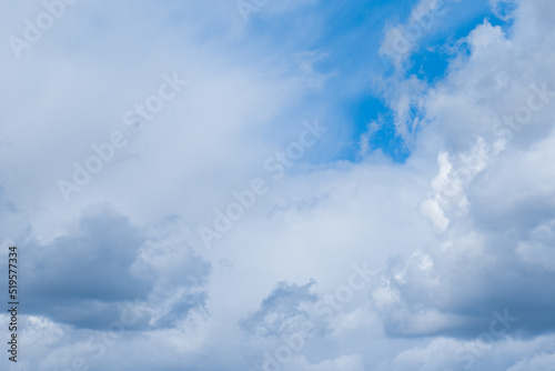 White cumulus clouds blue sky natural background weather change wind