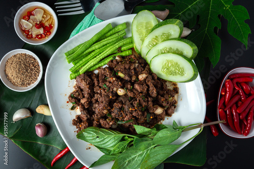 Fototapeta Thai Spicy minced beef meat