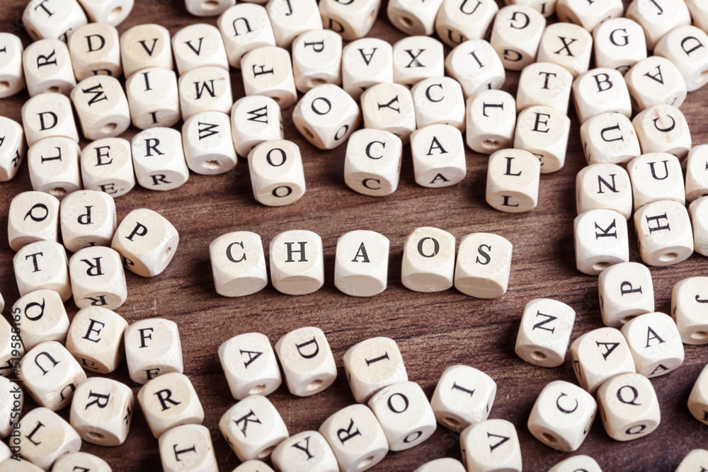 Chaos, letter dices word Chaos, letter dices word