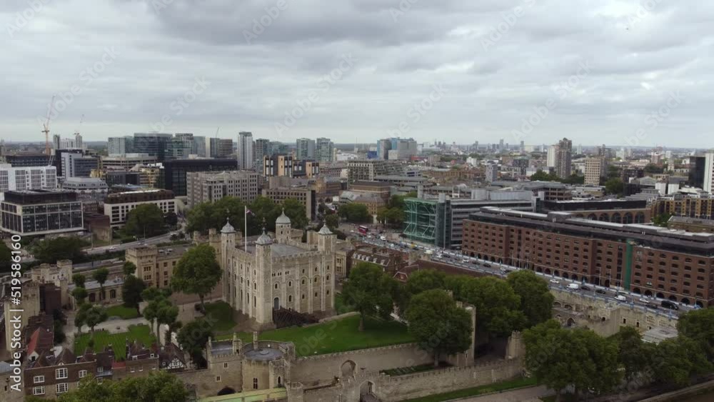Drone view of the Tower of London and the surrounding area. Drone view of the Tower of London and the surrounding area.