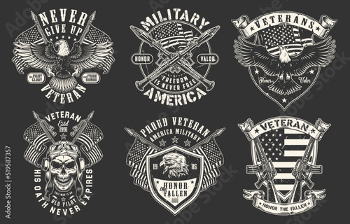 Military USA set monochrome poster