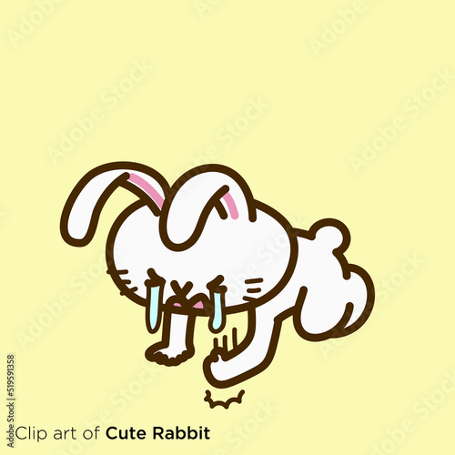 ウサギのキャラクターイラストシリーズ　「悔しがるウサギ」