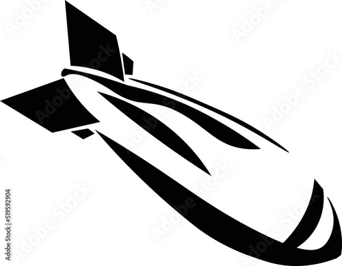 Black and White Cartoon Illustration Vector of an Explosive Bomb
