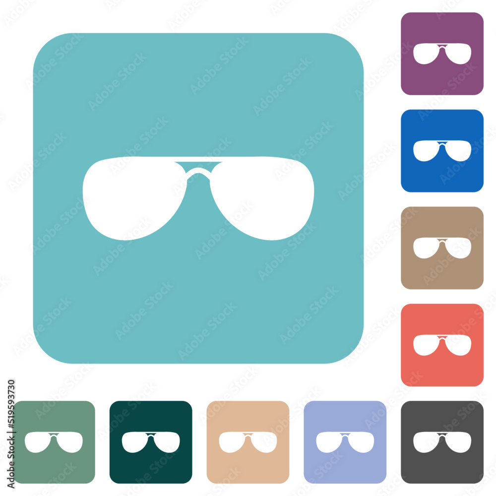 Aviator sunglasses rounded square flat icons Aviator sunglasses rounded square flat icons