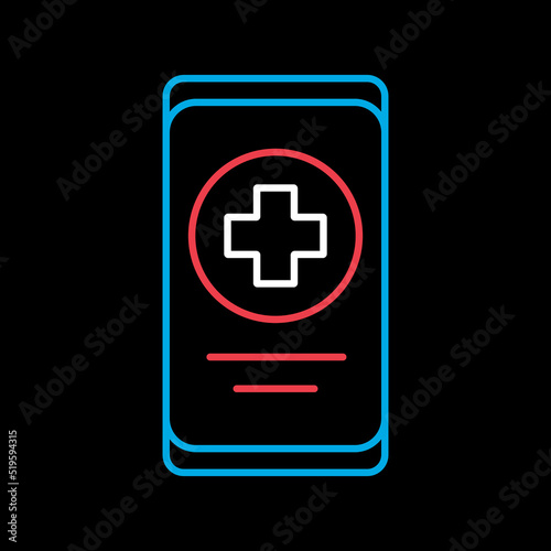 Smartphone with medical cross vector icon