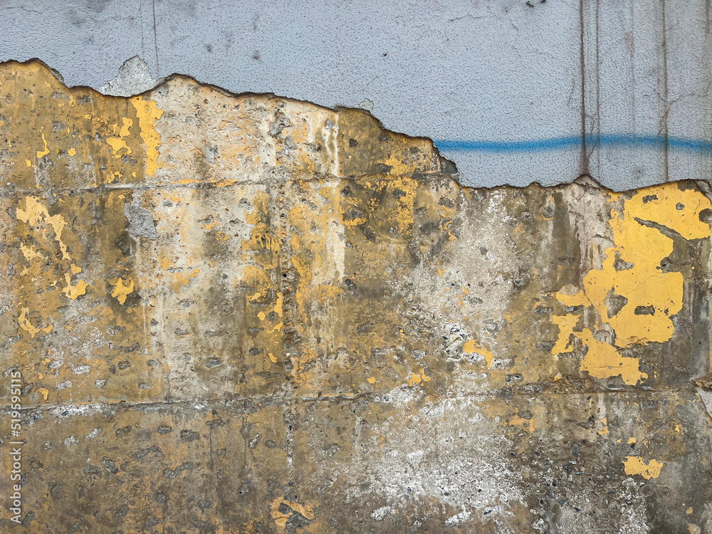 Fototapeta premium Old weathered plaster wall texture, Old dirty flaky wall with destroyed plaster, grunge surface texture background