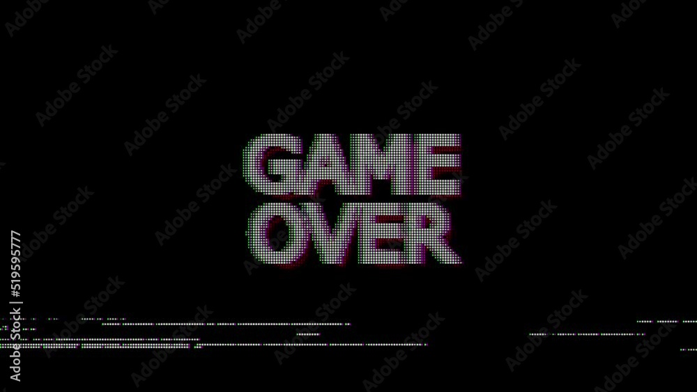 Game over 8 bit text animation