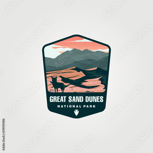vector of great sand dunes logo patch illustration design, us national park emblem design