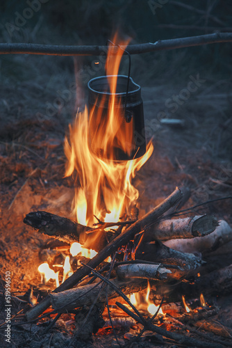 Campfire and kettle