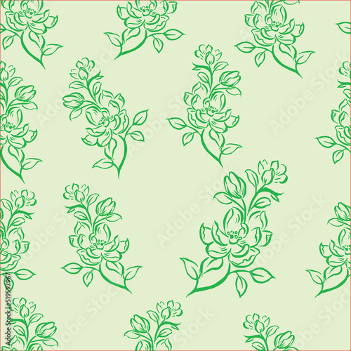 Fototapeta Naklejka Na Ścianę i Meble -  seamless green floral background vector for card illustration decoration