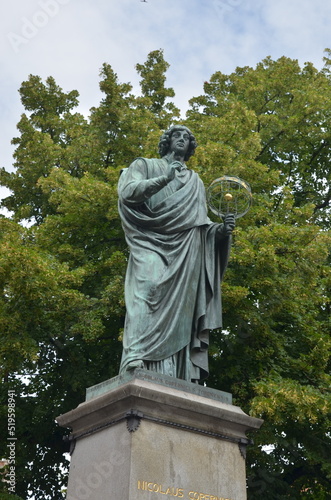 Nicolaus Copernicus monument in city of Torun in Poland