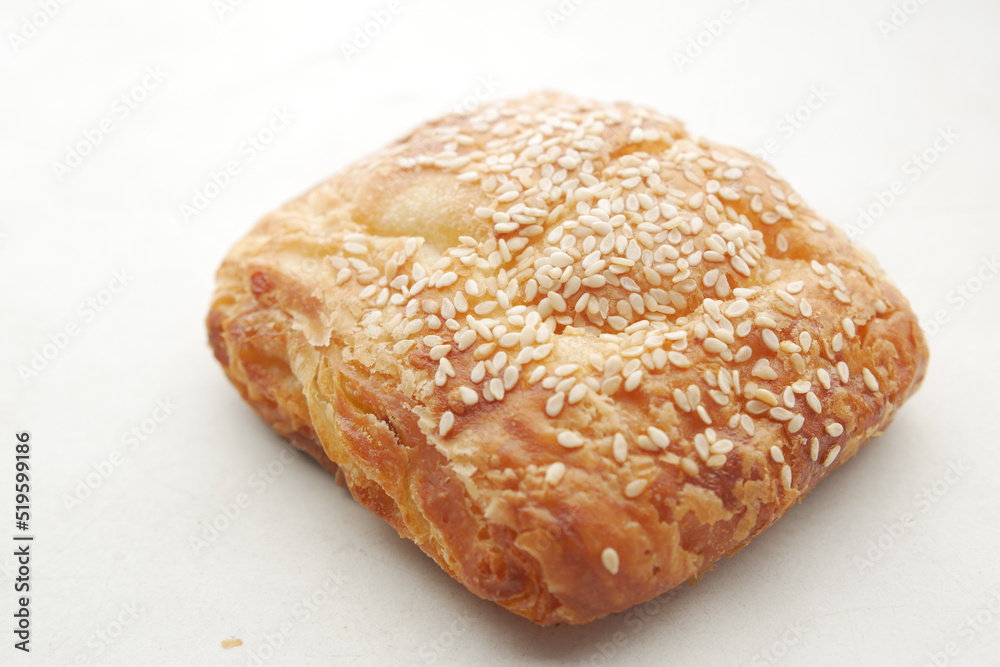 fresh baked croissant on plate with copy space fresh baked croissant on plate with copy space