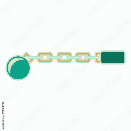 shackle icon, pensioner vector, chain and ball illustration