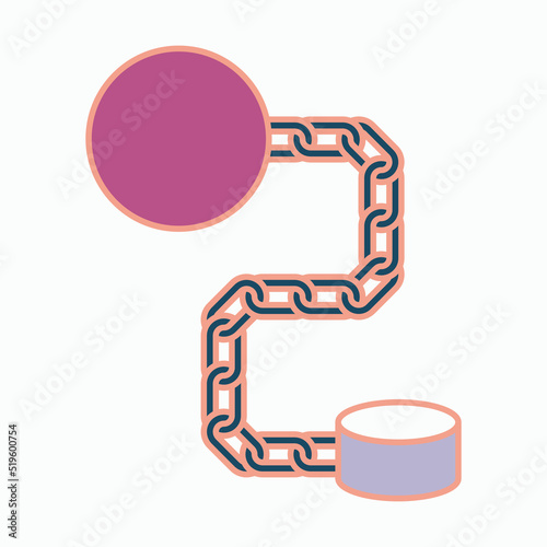 shackle icon, pensioner vector, chain and ball illustration