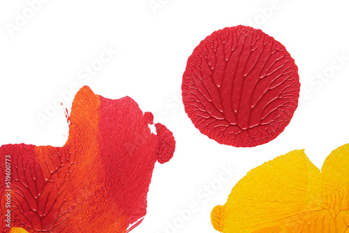 red yellow abstract acrylic painting color texture on white paper background by using rorschach inkblot method