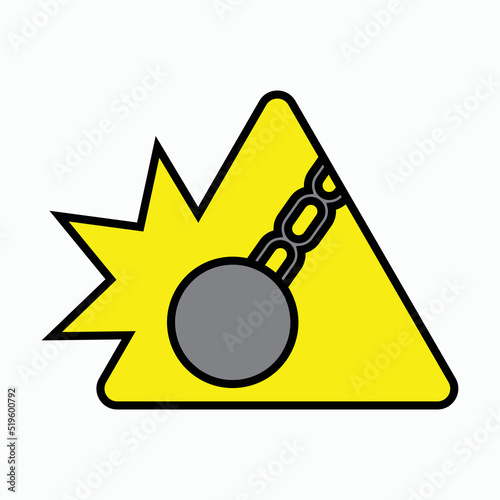 wrecking ball icon, chain ball vector