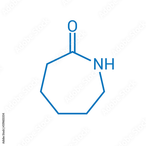 chemical structure of Caprolactam (C6H11NO)