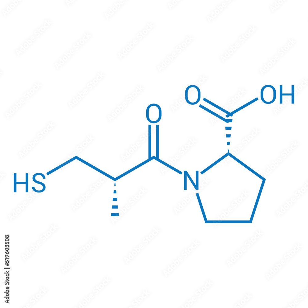 chemical structure of Captopril (C9H15NO3S) chemical structure of Captopril (C9H15NO3S)