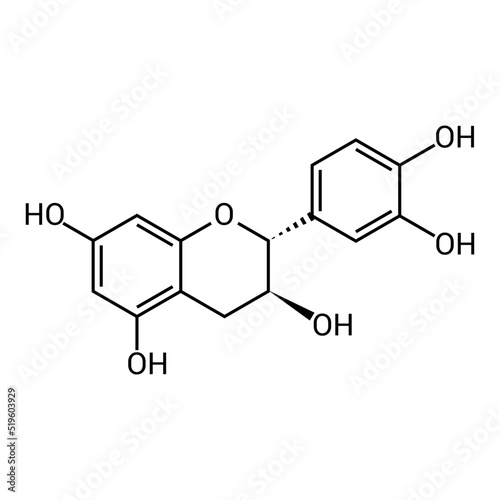 chemical structure of Catechin (C15H14O6)