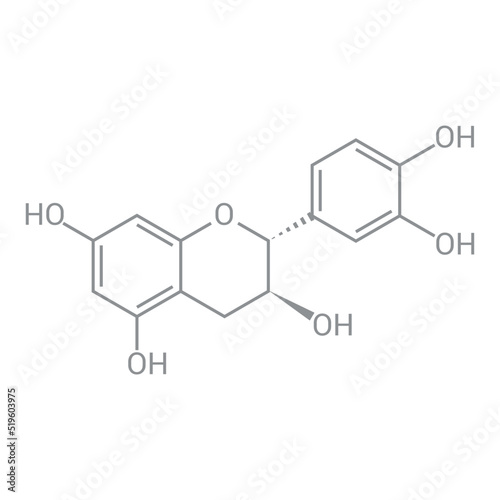 chemical structure of Catechin (C15H14O6)