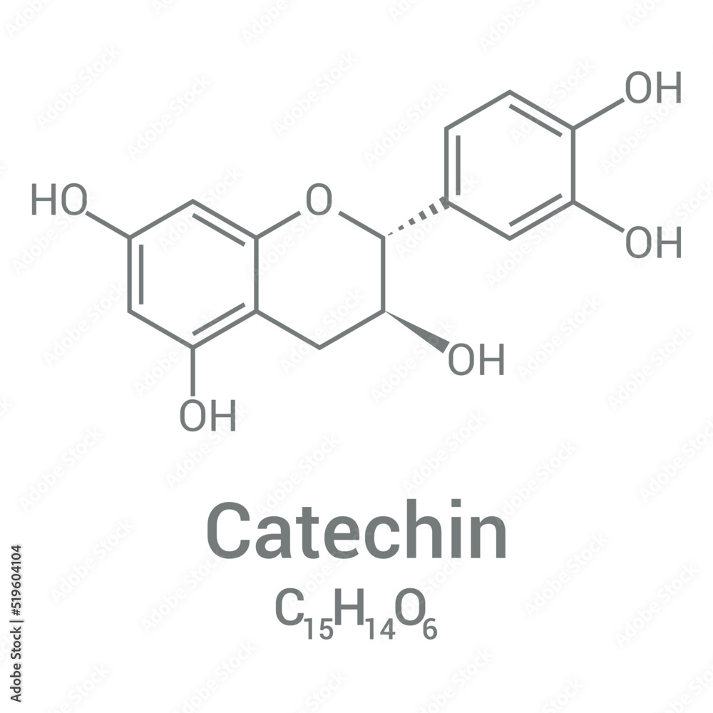 chemical structure of Catechin (C15H14O6)