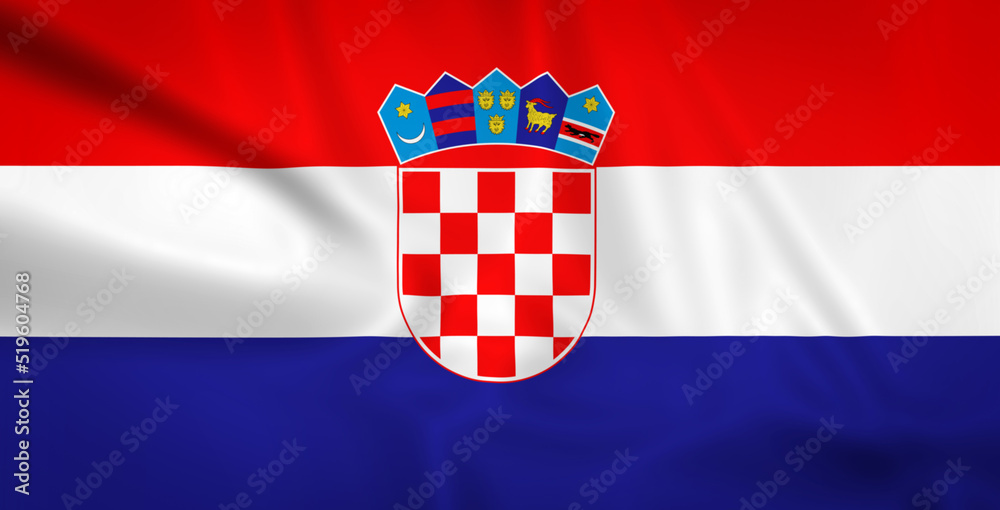 Illustration waving state flag of Croatia